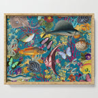 Vintage Floral Ocean on Teal Serving Tray Gallery Image 1