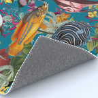 Vintage Floral Ocean on Teal Rug Gallery Image 4
