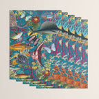 Vintage Floral Ocean on Teal Wrapping Paper Gallery Image 3