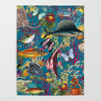 Vintage Floral Ocean on Teal Poster Gallery Image 4