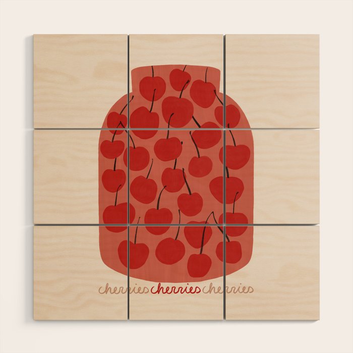 JAR OF CHERRIES Wood Wall Art Gallery Image 1