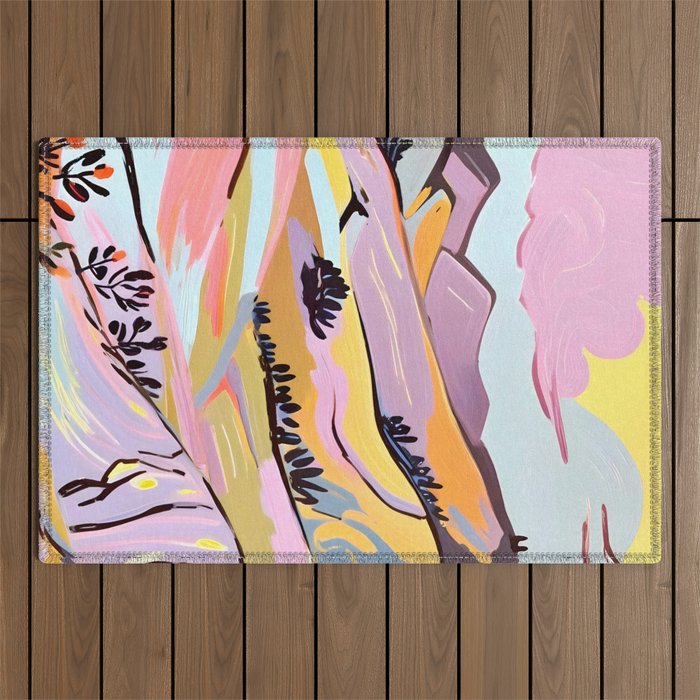 Delicious Landscape, Nature Mountains Valley Purple, Violet Lavender Adventure Outdoors Painting, Bohemian Eclectic Romantic Hills Outdoor Rug Gallery Image 1