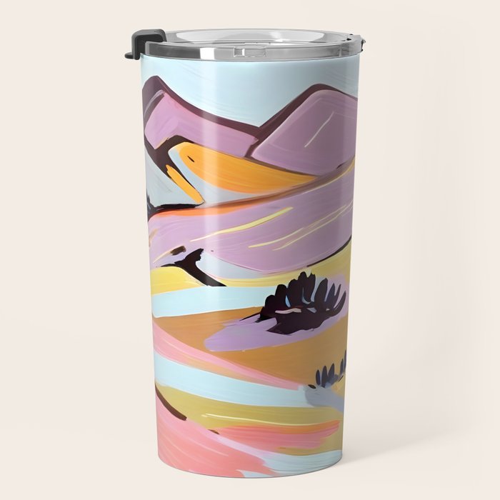 Delicious Landscape, Nature Mountains Valley Purple, Violet Lavender Adventure Outdoors Painting, Bohemian Eclectic Romantic Hills Travel Mug Gallery Image 3