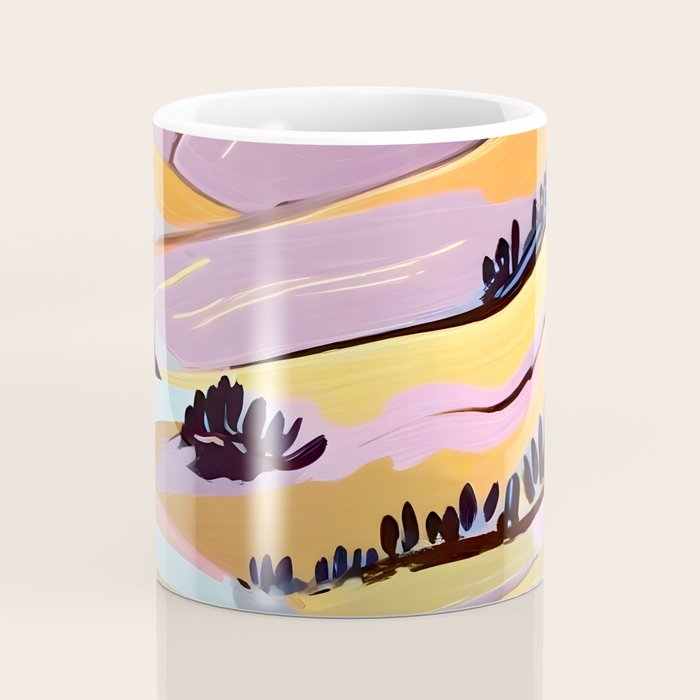 Delicious Landscape, Nature Mountains Valley Purple, Violet Lavender Adventure Outdoors Painting, Bohemian Eclectic Romantic Hills Coffee Mug Gallery Image 4