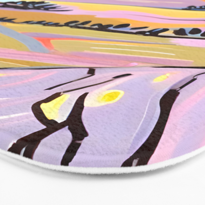 Delicious Landscape, Nature Mountains Valley Purple, Violet Lavender Adventure Outdoors Painting, Bohemian Eclectic Romantic Hills Bath Mat Gallery Image 3