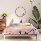 Delicious Landscape, Nature Mountains Valley Purple, Violet Lavender Adventure Outdoors Painting, Bohemian Eclectic Romantic Hills Comforter Gallery Image 3