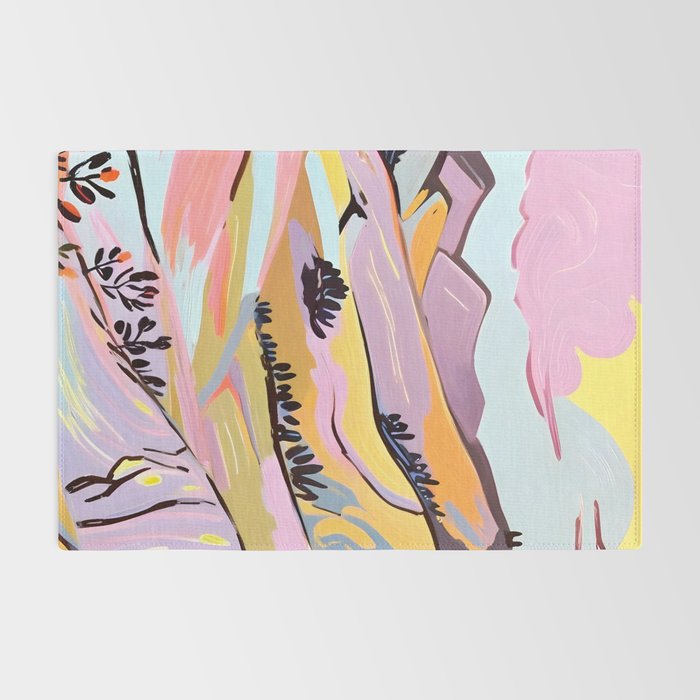 Delicious Landscape, Nature Mountains Valley Purple, Violet Lavender Adventure Outdoors Painting, Bohemian Eclectic Romantic Hills Rug Gallery Image 2