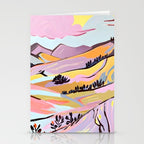 Delicious Landscape, Nature Mountains Valley Purple, Violet Lavender Adventure Outdoors Painting, Bohemian Eclectic Romantic Hills Stationery Card Gallery Image 2