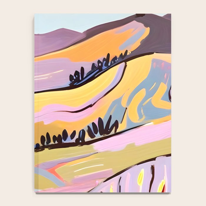 Delicious Landscape, Nature Mountains Valley Purple, Violet Lavender Adventure Outdoors Painting, Bohemian Eclectic Romantic Hills Notebook Gallery Image 4