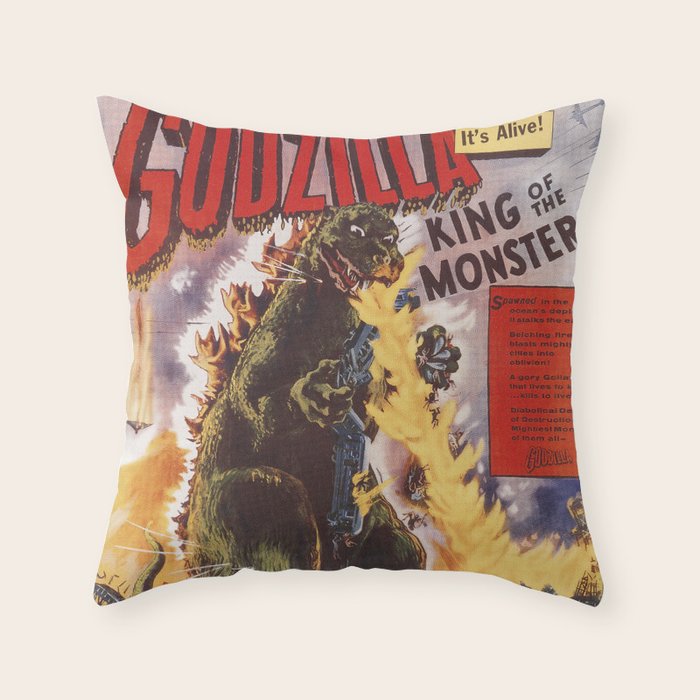 Godzilla rampage Throw Pillow Gallery Image 6