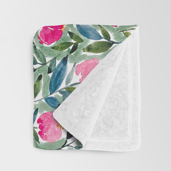 Popping Peonies - Green Throw Blanket Gallery Image 3