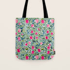 Popping Peonies - Green Tote Bag Gallery Image 1