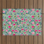 Popping Peonies - Green Outdoor Rug Gallery Image 1