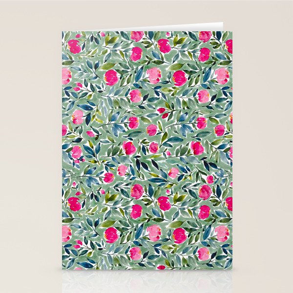 Popping Peonies - Green Stationery Card Gallery Image 2