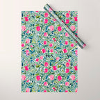 Popping Peonies - Green Wrapping Paper Gallery Image 1