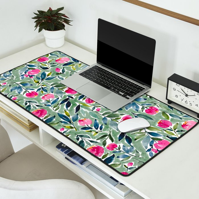 Popping Peonies - Green Desk Mat Gallery Image 2