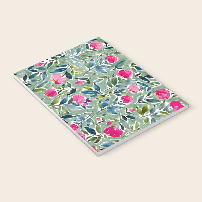 Popping Peonies - Green Notebook Gallery Image 3