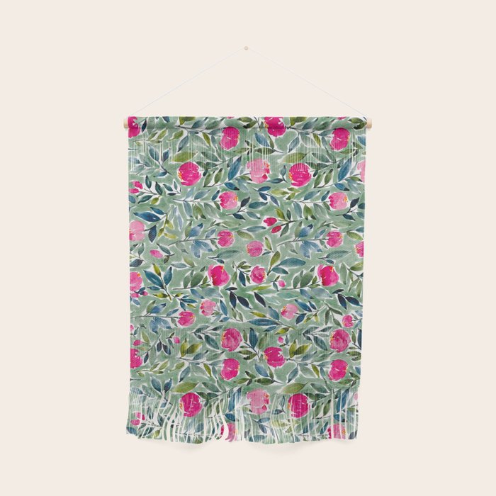 Popping Peonies - Green Wall Hanging Gallery Image 1