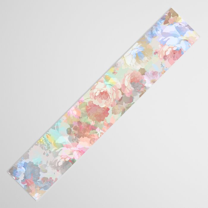 Shabby vintage pink baby blue watercolor floral Table Runner Gallery Image 3