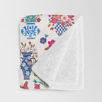 Nostalgic flower vases Throw Blanket Gallery Image 3