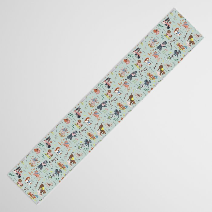 Dog lover person cute dogs breed pattern Table Runner Gallery Image 3