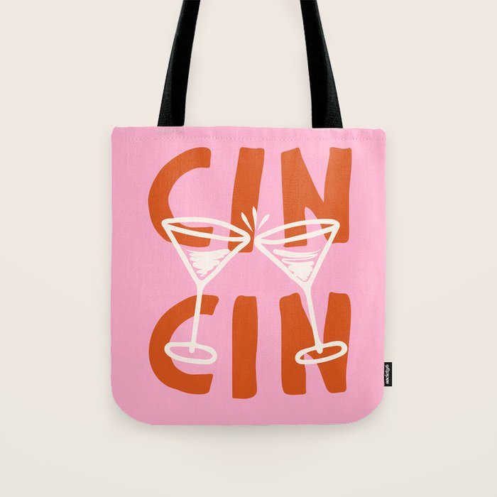 Cin Cin Cheers Martini Cocktail Print Tote Bag Gallery Image 1
