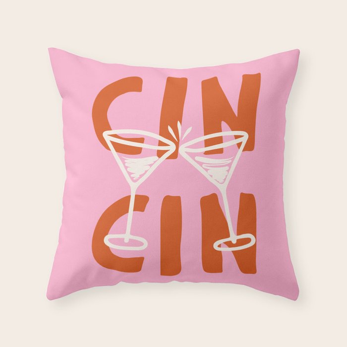 Cin Cin Cheers Martini Cocktail Print Throw Pillow Gallery Image 6