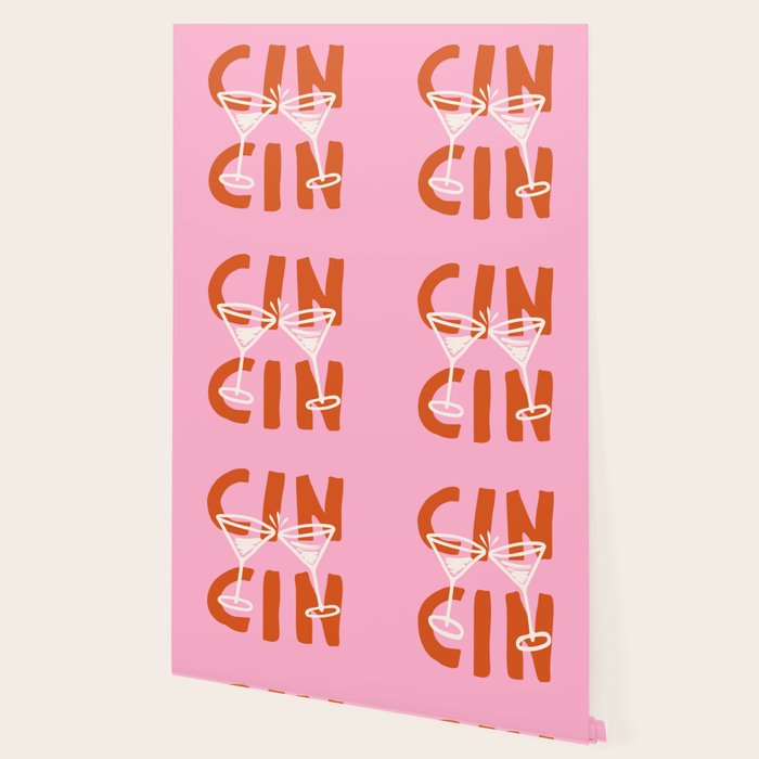 Cin Cin Cheers Martini Cocktail Print Wallpaper Gallery Image 2