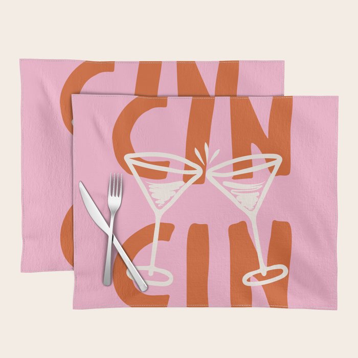 Cin Cin Cheers Martini Cocktail Print Placemat Gallery Image 1