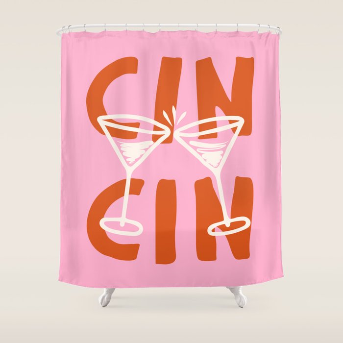 Cin Cin Cheers Martini Cocktail Print Shower Curtain Gallery Image 1