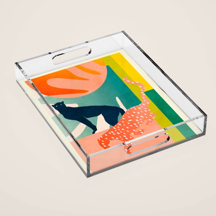 tropical cats Acrylic Tray Gallery Image 1