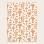 Block-print Mushrooms - ochre and blush pink Poster Gallery Image 4