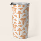 Block-print Mushrooms - ochre and blush pink Travel Mug Gallery Image 3