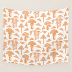 Block-print Mushrooms - ochre and blush pink Wall Tapestry Gallery Image 4
