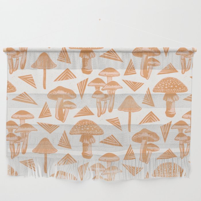Block-print Mushrooms - ochre and blush pink Wall Hanging Gallery Image 1