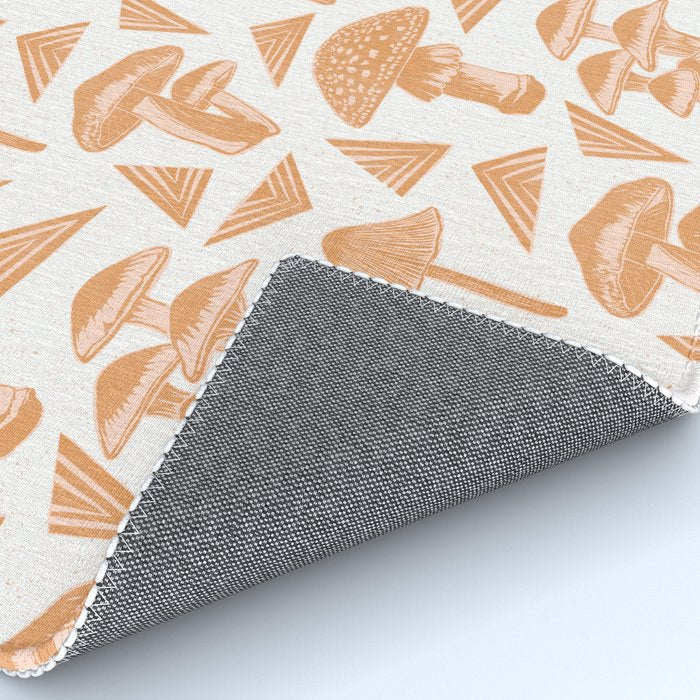 Block-print Mushrooms - ochre and blush pink Rug Gallery Image 4