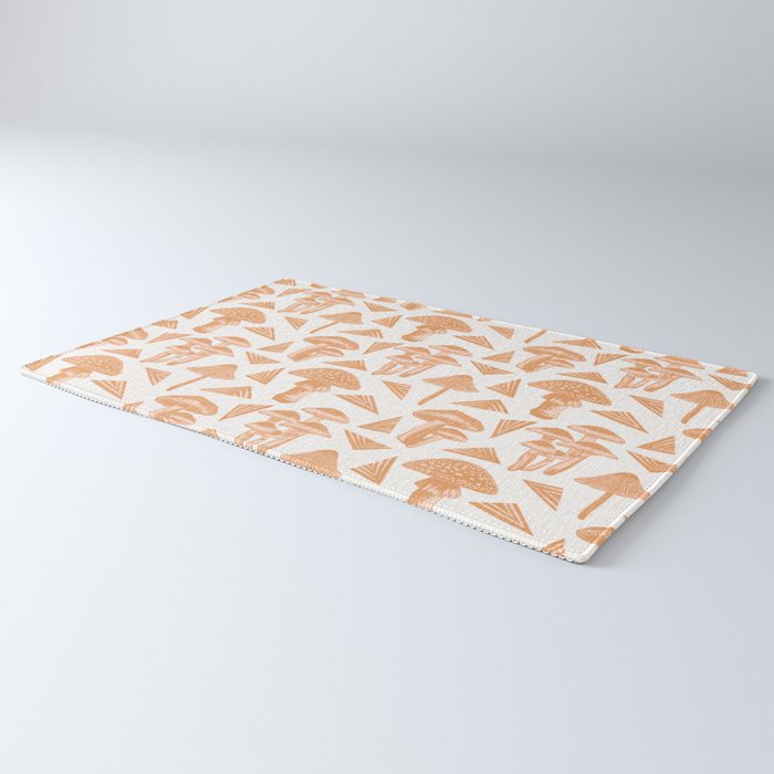 Block-print Mushrooms - ochre and blush pink Rug Gallery Image 3