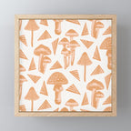 Block-print Mushrooms - ochre and blush pink Mini Art Print Gallery Image 1