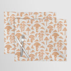 Block-print Mushrooms - ochre and blush pink Placemat Gallery Image 1