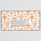 Block-print Mushrooms - ochre and blush pink Desk Mat Gallery Image 1
