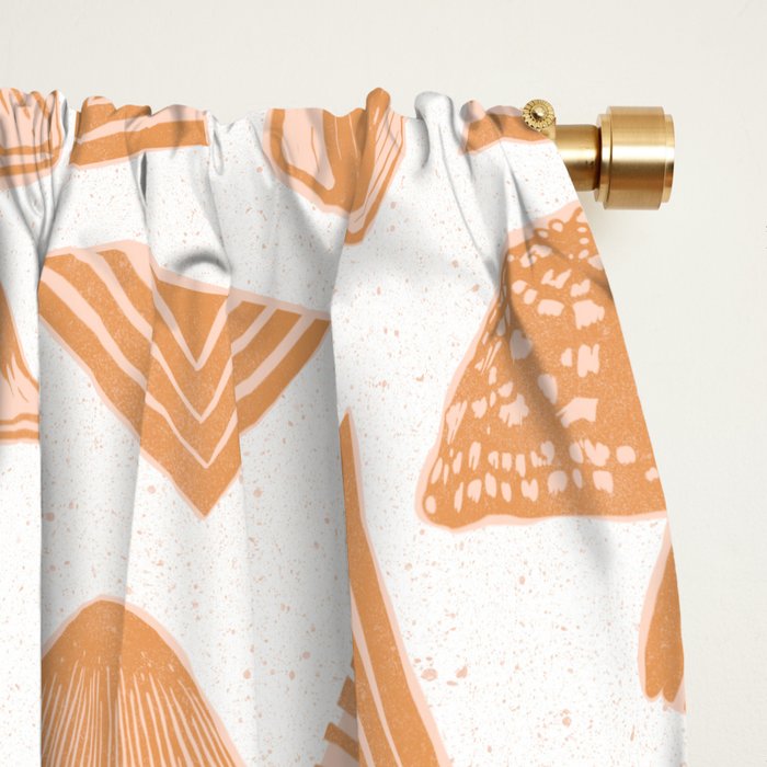 Block-print Mushrooms - ochre and blush pink Window Curtain Gallery Image 2
