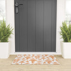 Block-print Mushrooms - ochre and blush pink Welcome Mat Gallery Image 3