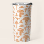 Block-print Mushrooms - ochre and blush pink Travel Mug Gallery Image 2