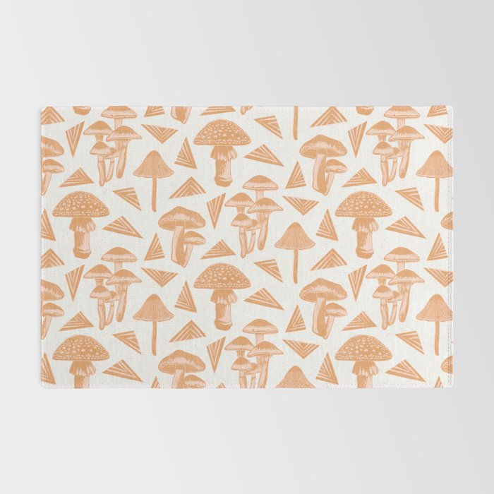 Block-print Mushrooms - ochre and blush pink Rug Gallery Image 2