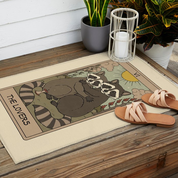 The Lovers - Raccoons Tarot Outdoor Rug Gallery Image 2