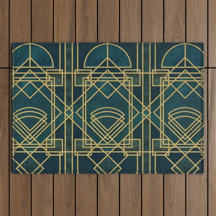 Art Deco Elegant Gatsby Style Outdoor Rug Gallery Image 1
