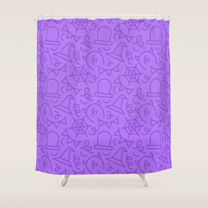 Fun halloween cartoon doodle art pattern Shower Curtain Gallery Image 1
