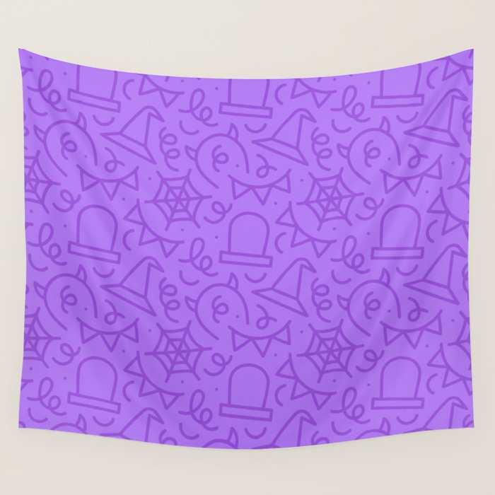 Fun halloween cartoon doodle art pattern Wall Tapestry Gallery Image 1