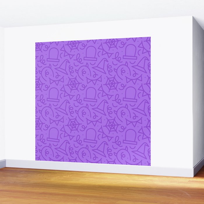 Fun halloween cartoon doodle art pattern Wall Mural Gallery Image 2