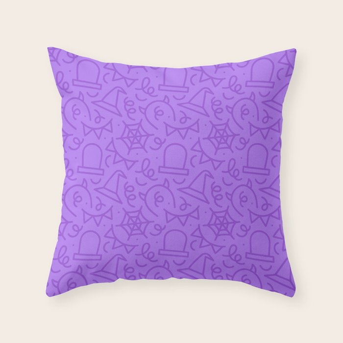 Fun halloween cartoon doodle art pattern Throw Pillow Gallery Image 1